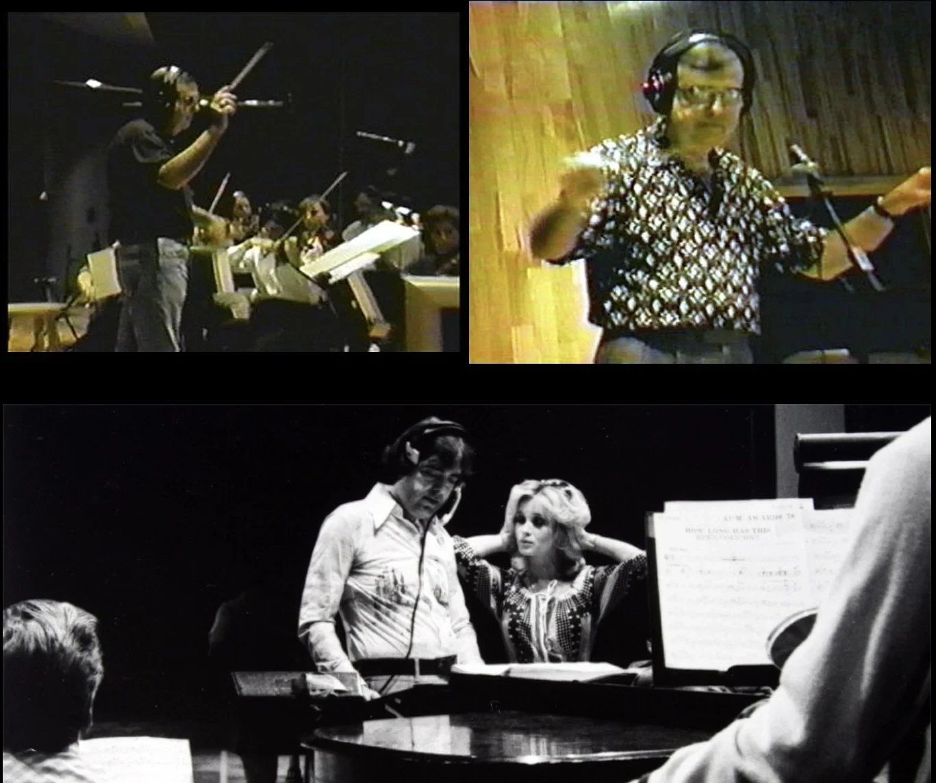 Vintage recording studio with orchestra conductor
